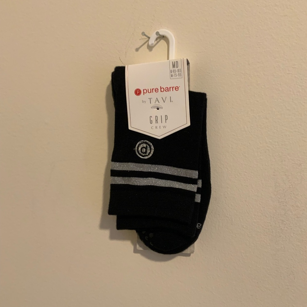 Pure Barre Black and Gray Athletic Grip Socks - Medium